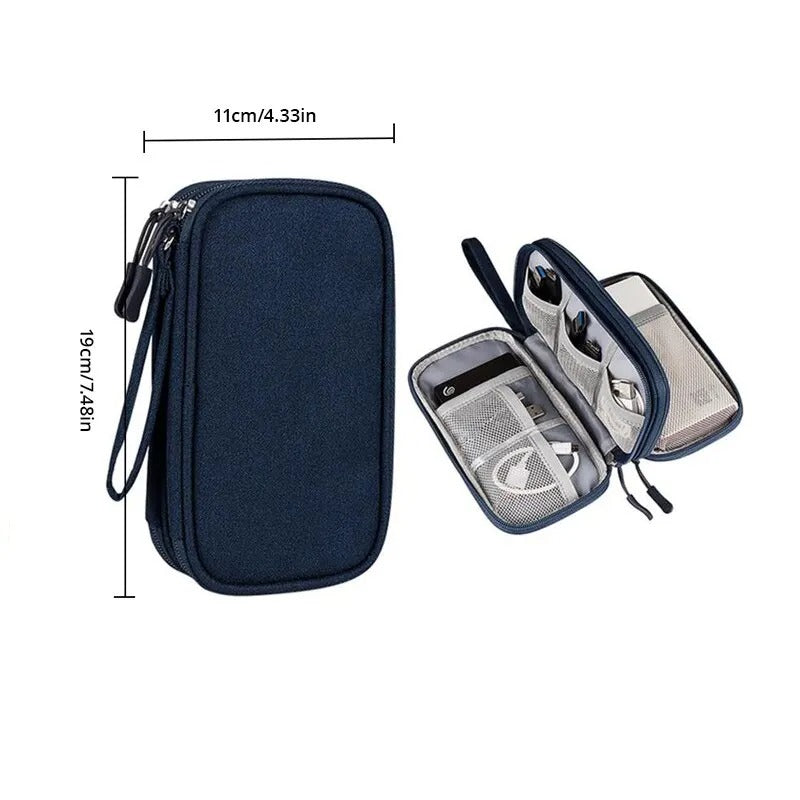 OPTI-1pc Pink/Grey/Black/Navy Travel Portable Digital Product Storage Bag USB Data Cable Organizer Headset Charging Treasure Box Bag