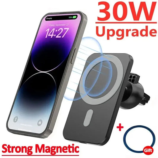 OPTI-30W Magnetic Car Wireless Charger For iPhone 15 14 13 12 Pro Max Mini Macsafe Car Phone Holder Stand Mount Fast Charging Station