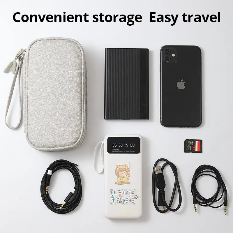 OPTI-1pc Pink/Grey/Black/Navy Travel Portable Digital Product Storage Bag USB Data Cable Organizer Headset Charging Treasure Box Bag