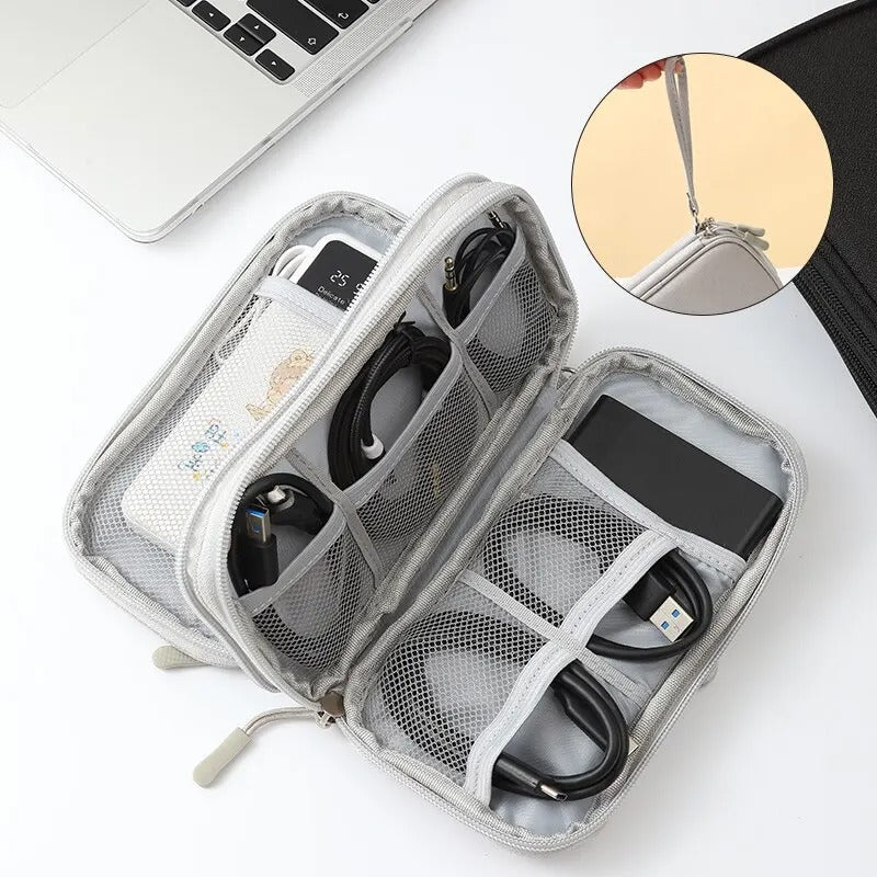 OPTI-1pc Pink/Grey/Black/Navy Travel Portable Digital Product Storage Bag USB Data Cable Organizer Headset Charging Treasure Box Bag