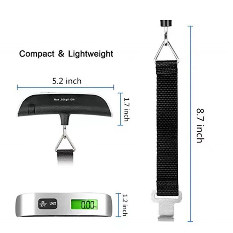 OPTI-Digital LCD Display 110lb/50kg Electronic Luggage Hanging Suitcase Travel Weighs Baggage Bag Weight Balance Portable Scale Tool