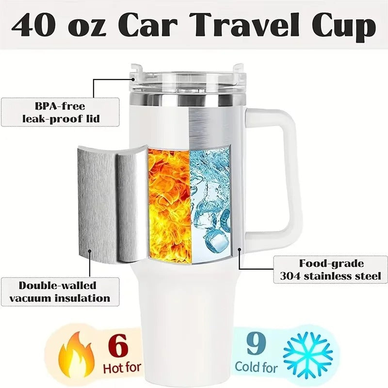 OPTI-40oz Tumbler Vacuum Insulated Thermos Custom Travel Cup Stainless Steel Water Bottle Coffee Mugs With Handle Outdoor Drinkware