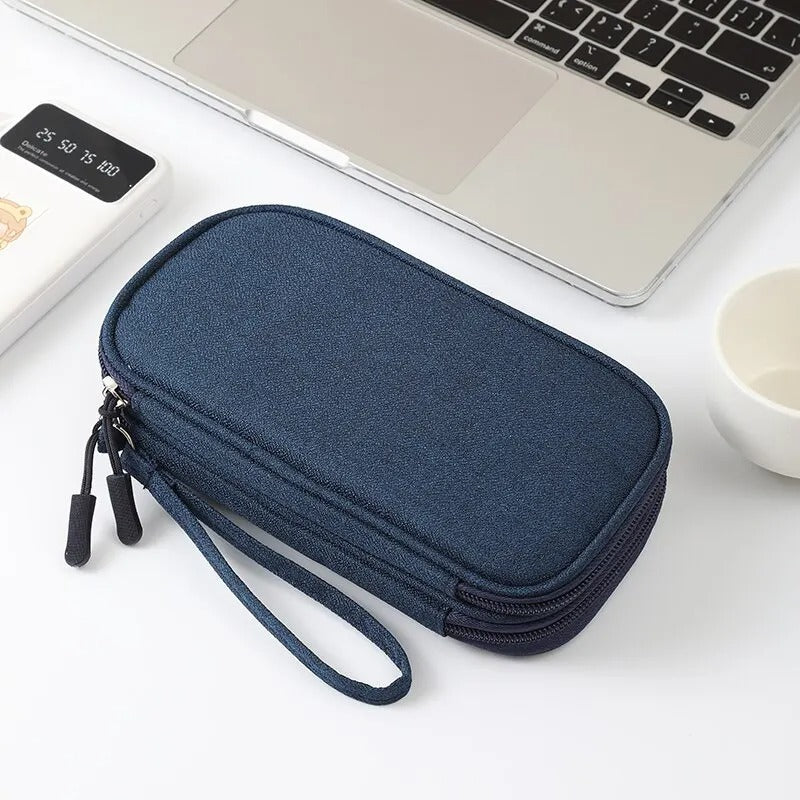 OPTI-1pc Pink/Grey/Black/Navy Travel Portable Digital Product Storage Bag USB Data Cable Organizer Headset Charging Treasure Box Bag