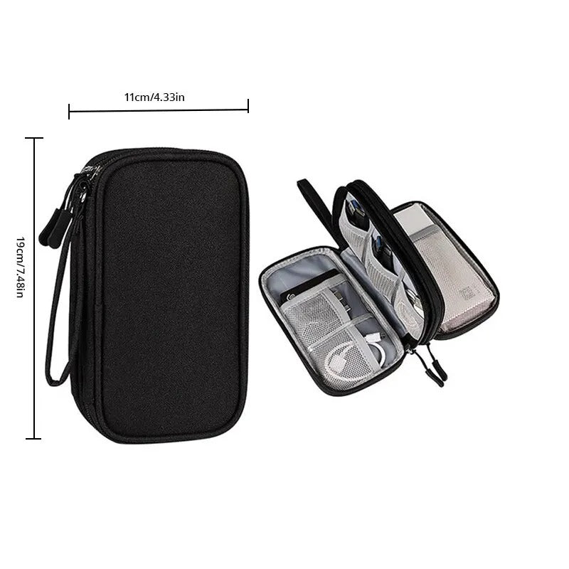 OPTI-1pc Pink/Grey/Black/Navy Travel Portable Digital Product Storage Bag USB Data Cable Organizer Headset Charging Treasure Box Bag