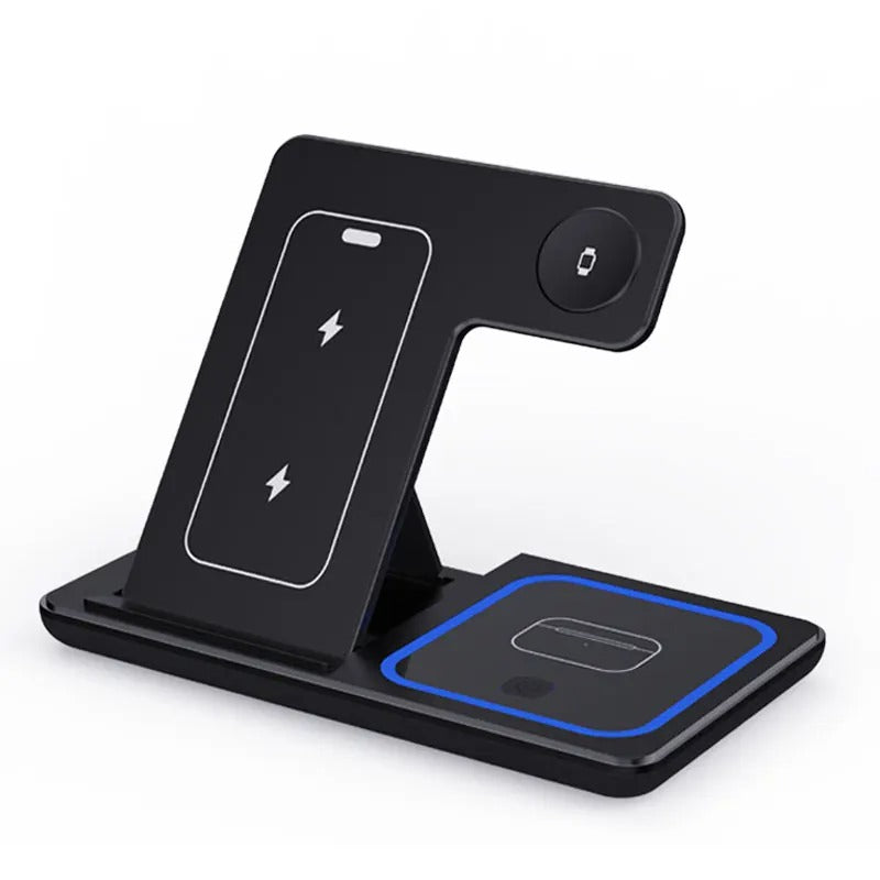 OPTI-30W LED Fast Wireless Charger Stand 3 in 1 Foldable Charging Station For iPhone 15 14 13 12 11 Apple Watch 9 8 7 6 5 Airpods Pro