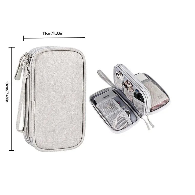 OPTI-1pc Pink/Grey/Black/Navy Travel Portable Digital Product Storage Bag USB Data Cable Organizer Headset Charging Treasure Box Bag