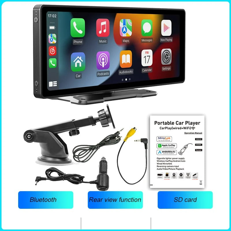 OPTI - 2025 Portable Carplay Screen for Car, Car Play Screen, Reverse Camera, Car Audio Receiver, Voice Control, Mirror Link, MP5